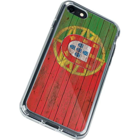 Portuguese Flag Dark Wood iPhone SE (2nd & 3rd Gen) Clear Case